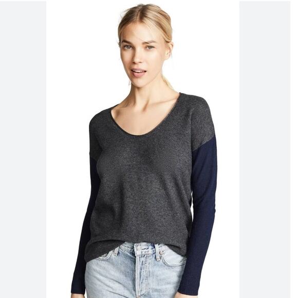 Madewell Sweaters - Madewell Kimball Gray and Blue Colorblock Sweater Size XS